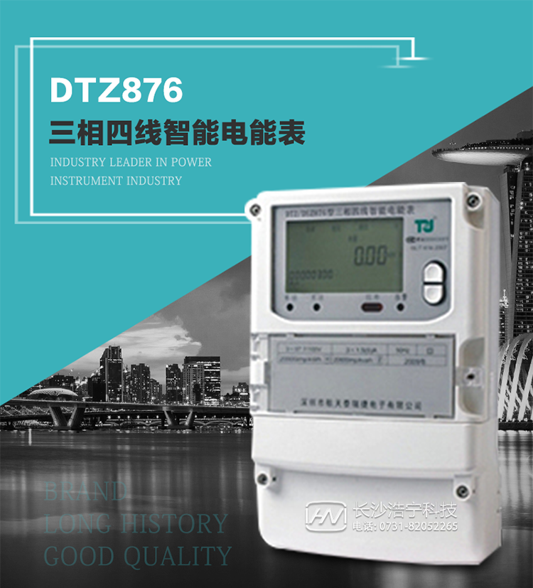 DTZ876型智能電能表是采用大規(guī)模集成電路，應(yīng)用數(shù)字采樣處理技術(shù)及SMT工藝，根據(jù)工業(yè)用戶實際用電狀況所設(shè)計制造的具有現(xiàn)代先進水平的儀表。
該表性能指標(biāo)符合GB/T 17215.321-2008《交流電測量設(shè)備 特殊要求》第21部分靜止式有功電能表（1級和2級）、GB/T 17215.322-2008《交流電測量設(shè)備 特殊要求》第22部分靜止式有功電能表（0.2S級和0.5S級）國家標(biāo)準(zhǔn)和DL/T 614–2007《多功能電能表》標(biāo)準(zhǔn)，其通信符合DL/T645–2007《多功能電能表通信協(xié)議》的要求，并兼容DL/T645–1997《多功能表通信規(guī)約》的要求，可根據(jù)功能定制需求符合多功能電能表的各項技術(shù)要求。